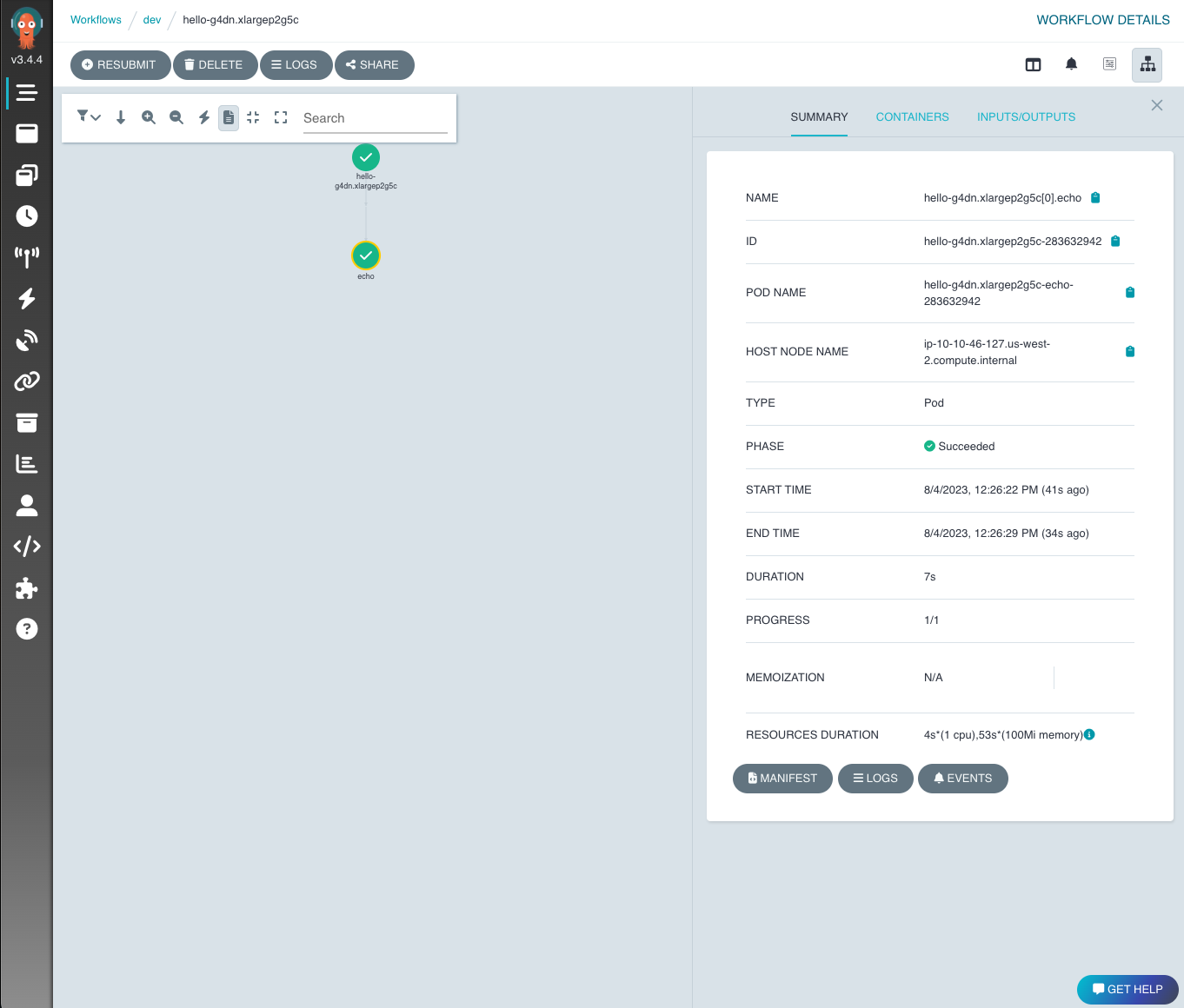 Argo workflow detail